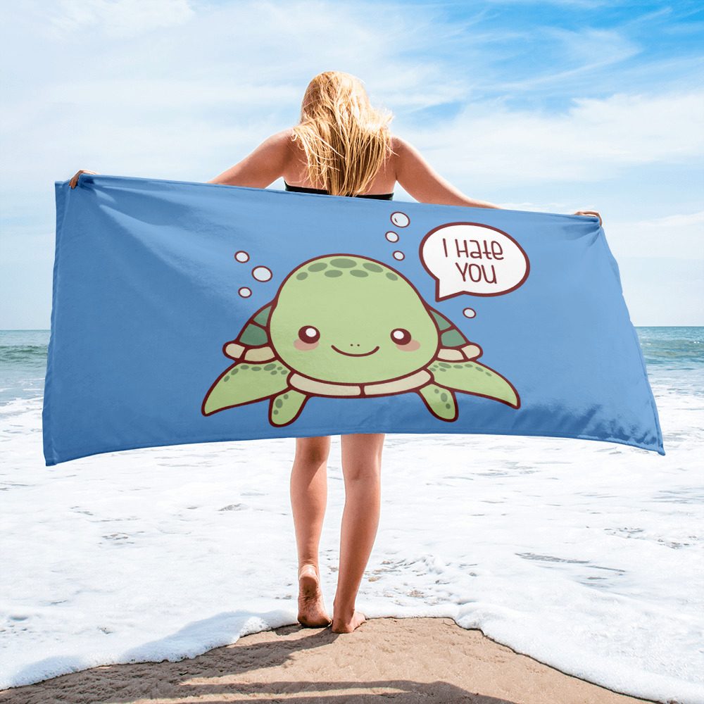 Turtle I Hate You Beach Towel
